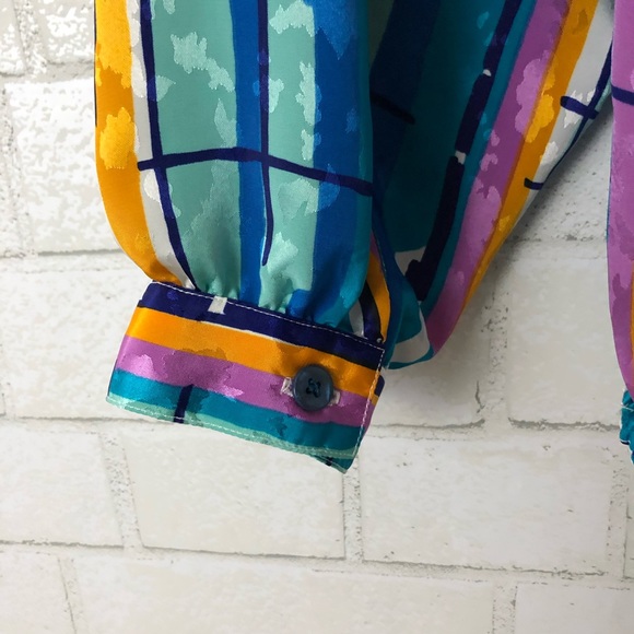 Da Rue Vintage Colorful Retro Long Sleeve Blouse - Picture 8 of 8